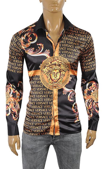 black and gold versace shirt mens|Versace flannel shirts.